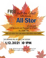 ALL STOR SELF STORAGE FREE FALL RAFFLE GIVEAWAY 2020-2021 PATERSON,  NJ
